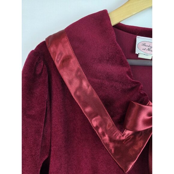 Barbizon at Home Women's Vintage Nightgown Medium Burgundy Velvet Robe Pajama - Picture 3 of 16